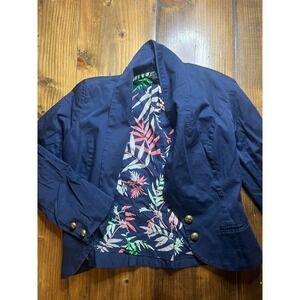 The‎ Webster Miami At Target Navy Blue Floral Lined Blazer Women Size 2
